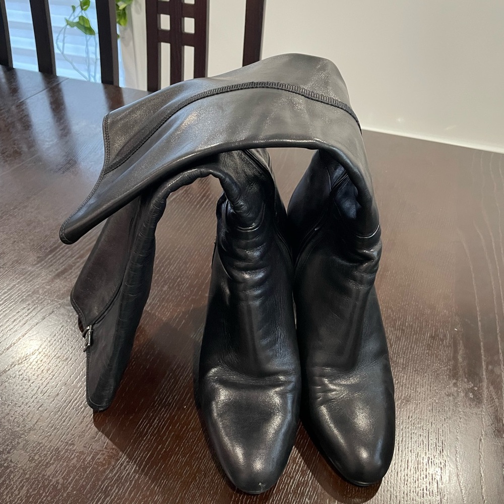 Prada Black Leather Heeled Ankle Boots - Picture 5 of 13
